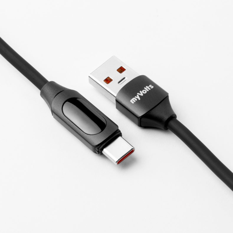 Step Up USB-A to USB-C PD Cable with LCD Power Meter, Liquorice Black – Bild 2