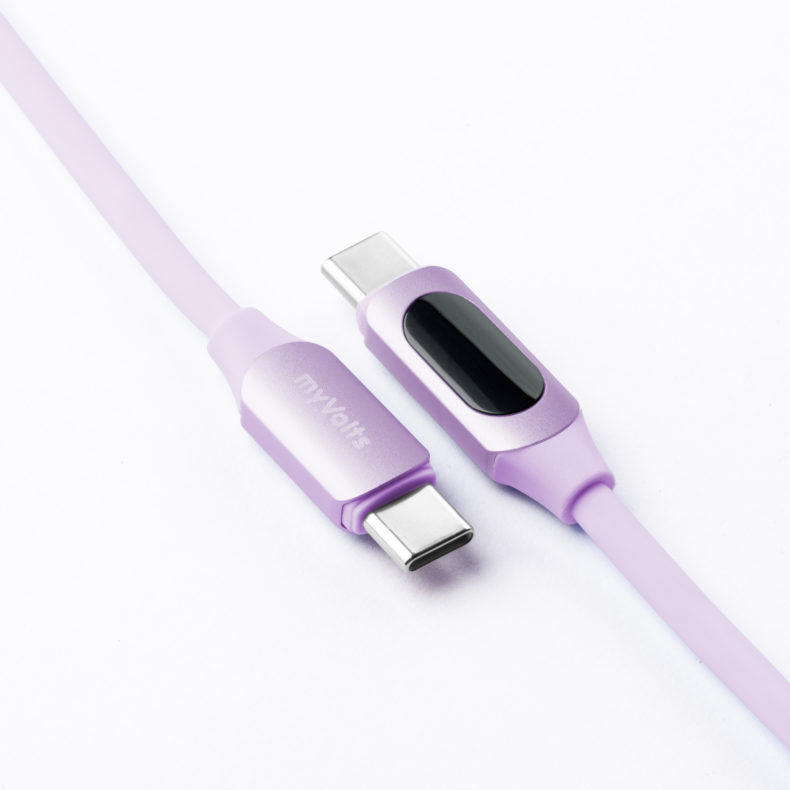 Step Up USB-C to USB-C PD Cable with LCD Power Meter, Jellybean Purple – Bild 2