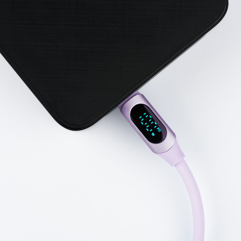 Step Up USB-C to USB-C PD Cable with LCD Power Meter, Jellybean Purple – Bild 3
