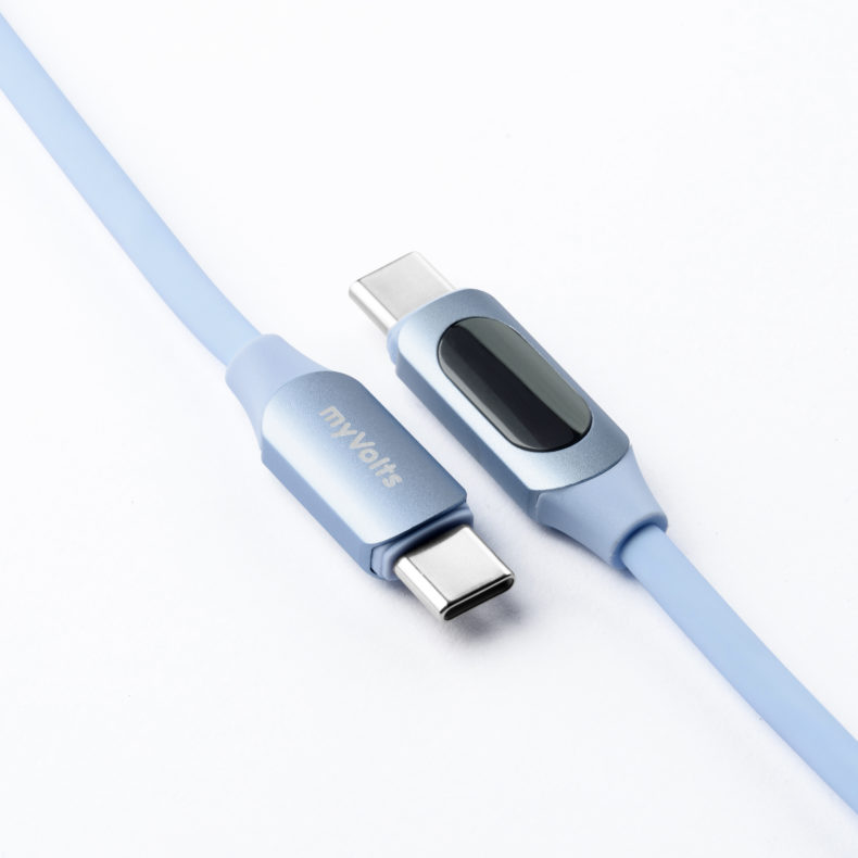 Step Up USB-C to USB-C PD Cable with LCD Power Meter, Sky Blue – Bild 2